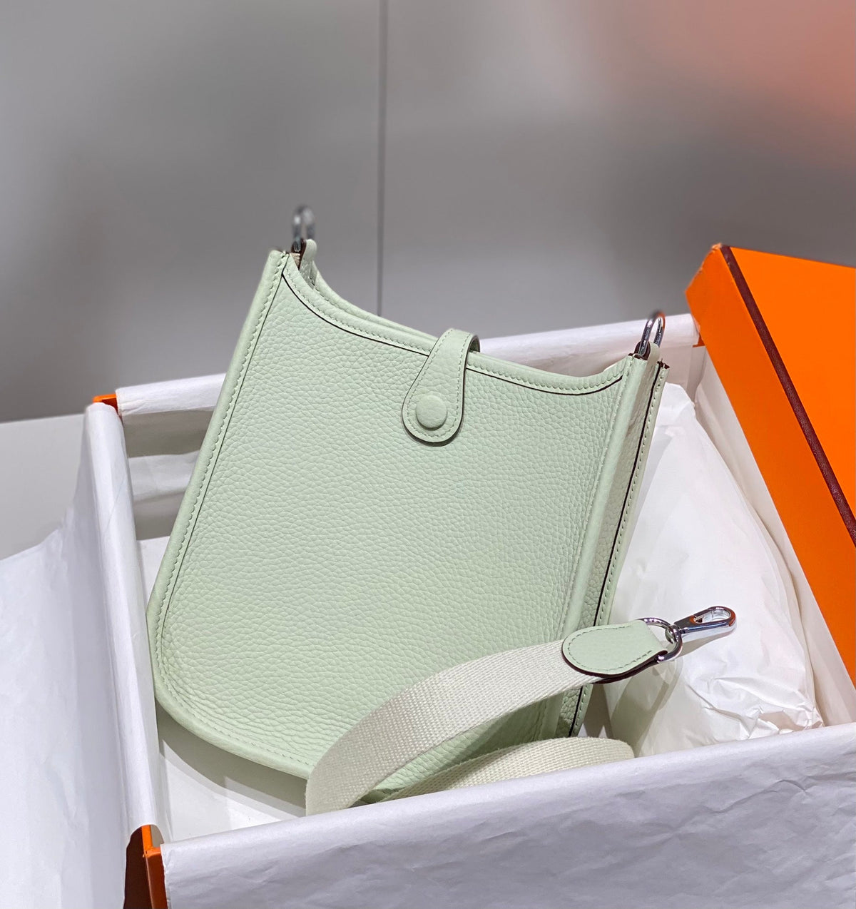 Mini Evelyne 18cm Light Green Togo Shw