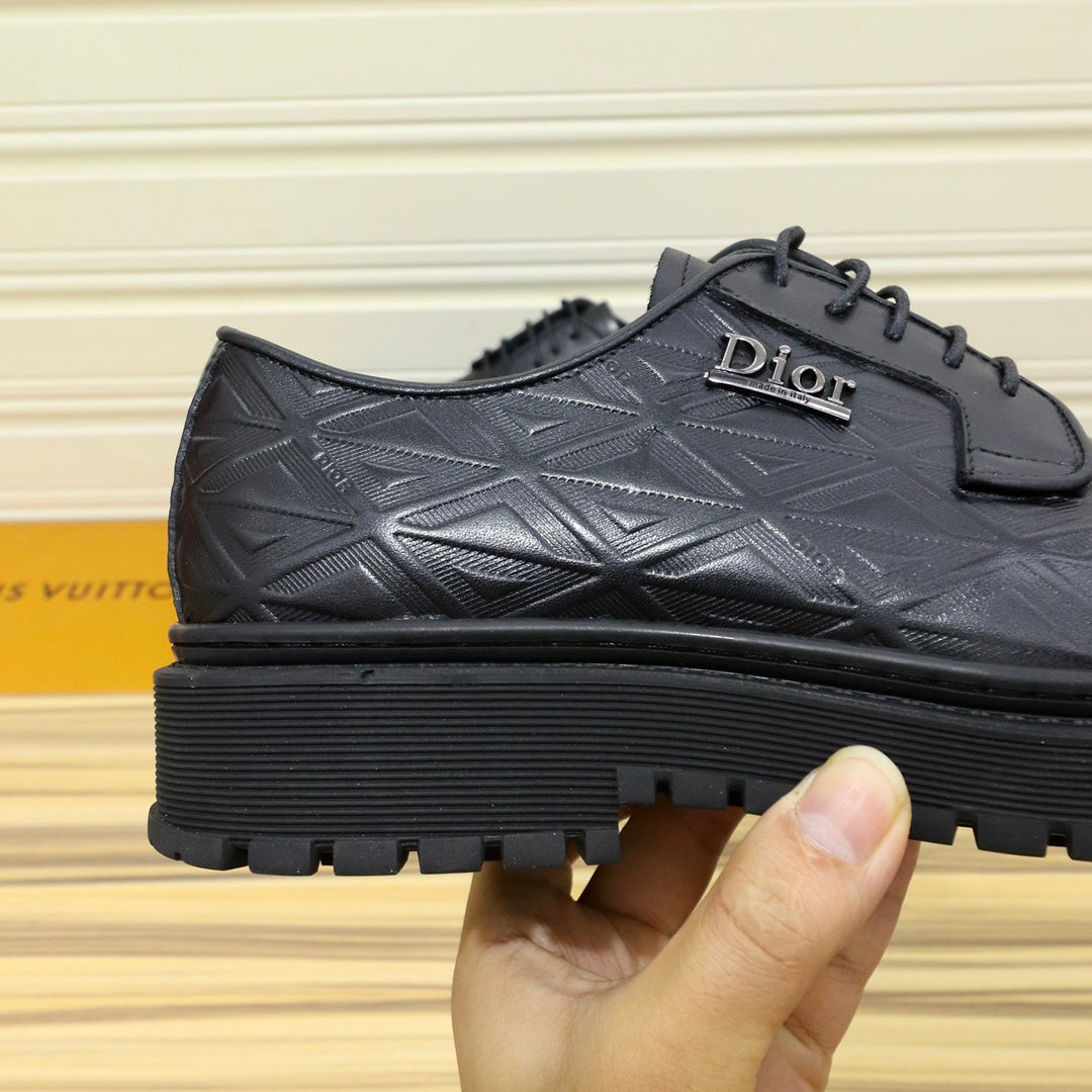 CD LACE-UP LOAFER BLACK GEOMETRIC CALFSKIN