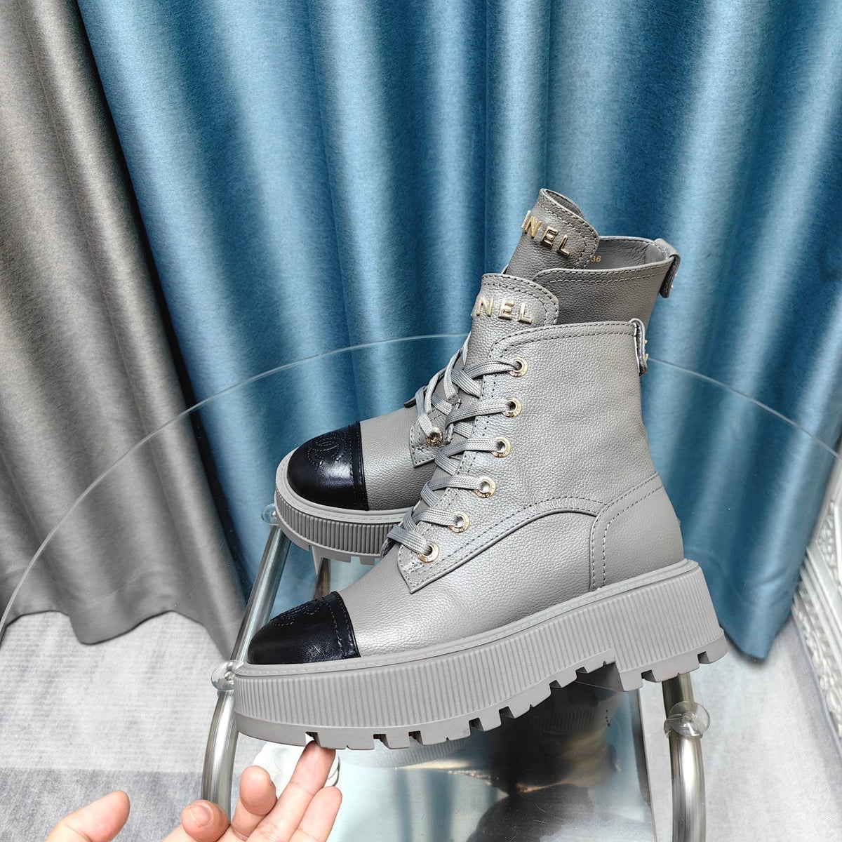 CC Ankle Boots Silver Lambskin
