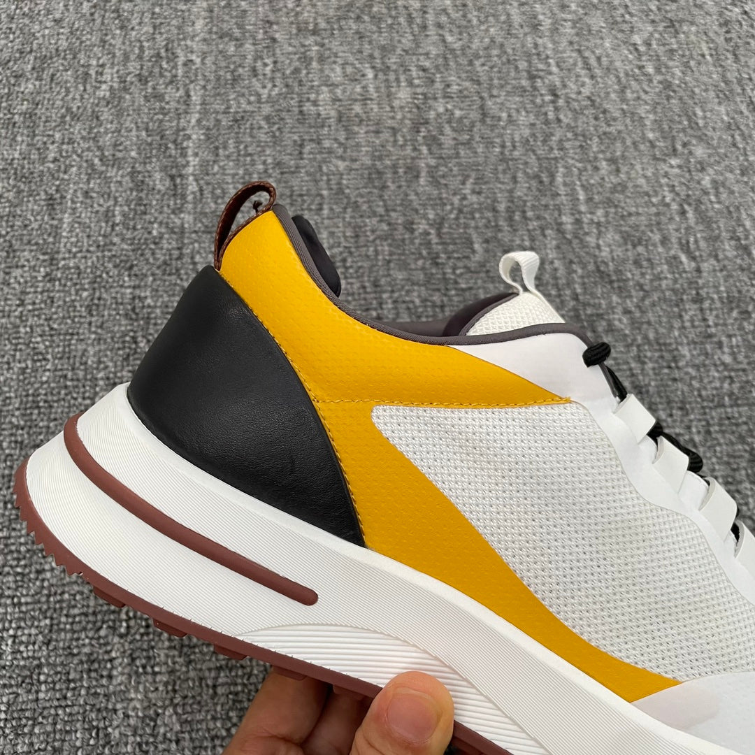 LP BRUNELLO SNEAKERS MULTI-WHITE AND YELLOW MESH CALFSKIN