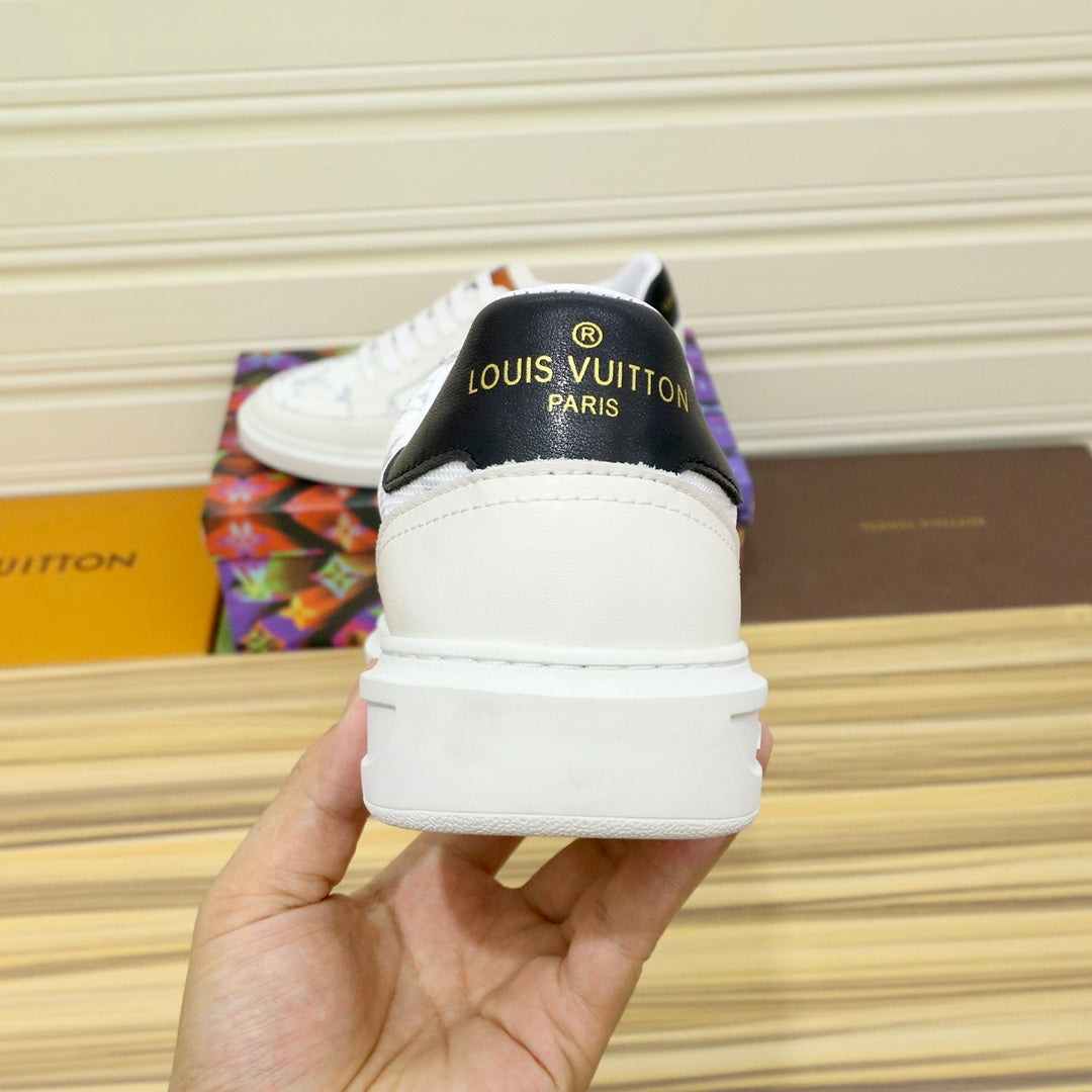 LV TRAINER SHOES WHITE MONOGRAM JACQUARD AND CALFSKIN