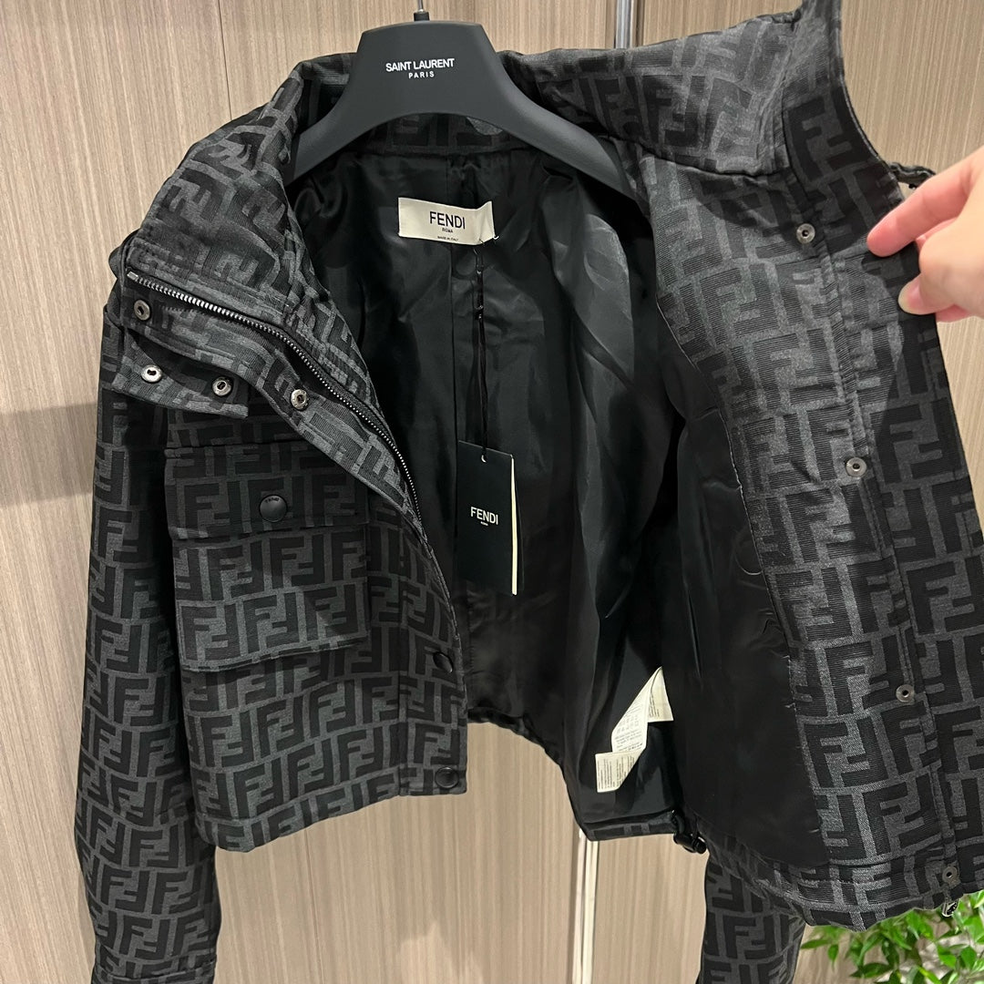 Fendi Short Monogram Jacket Black Polyester