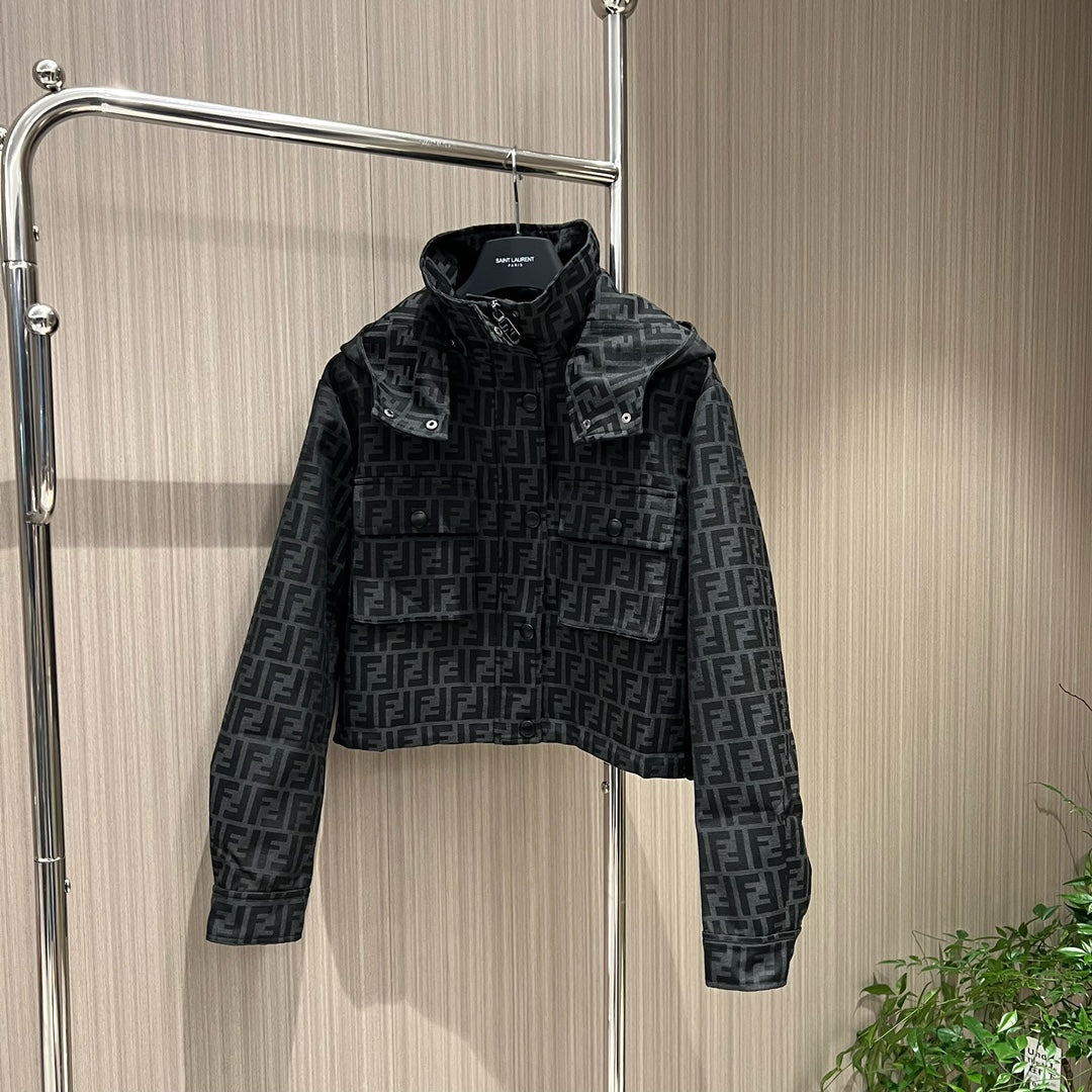 Fendi Short Monogram Jacket Black Polyester