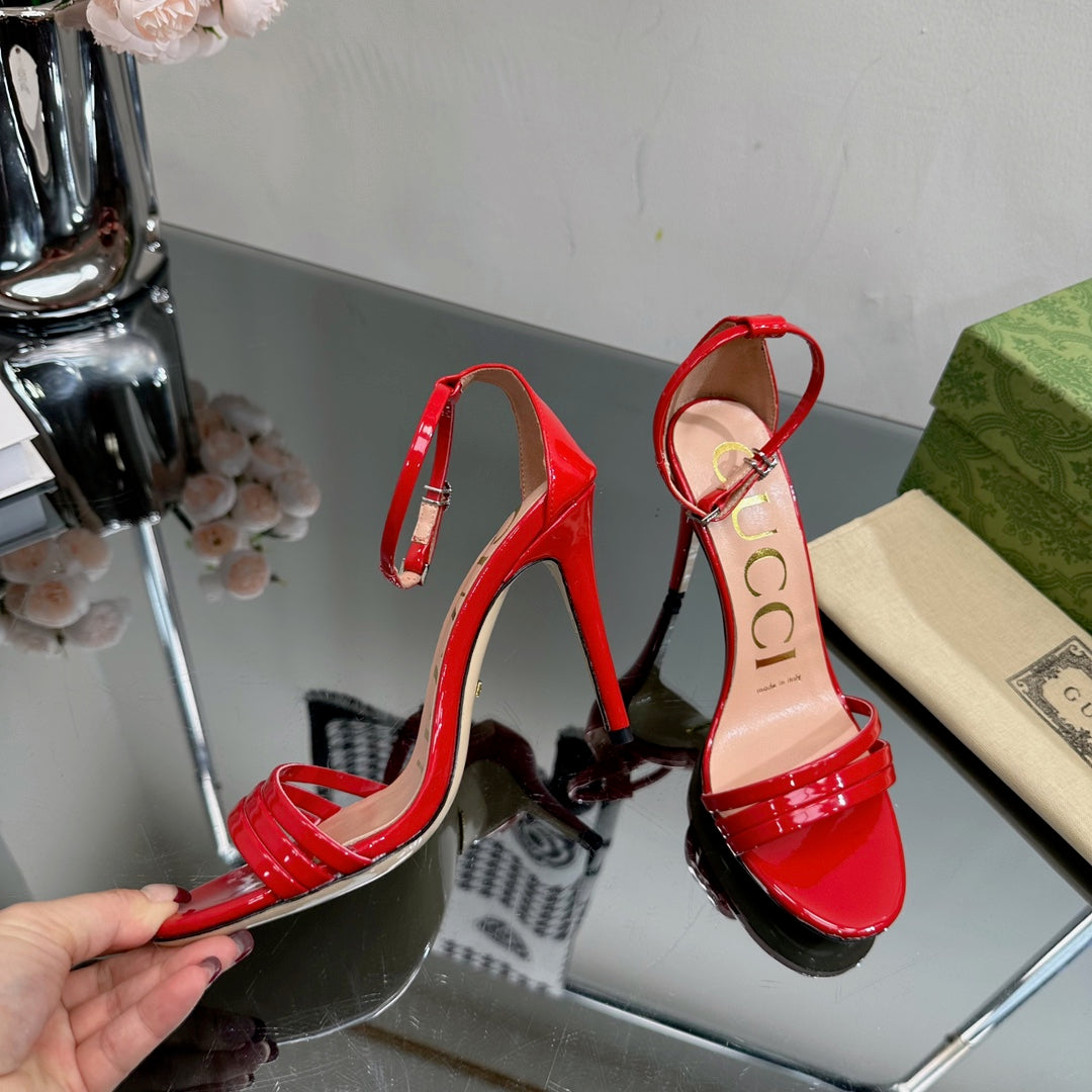GG 105 HIGH HEEL SANDAL CRIMSON LAMBSKIN