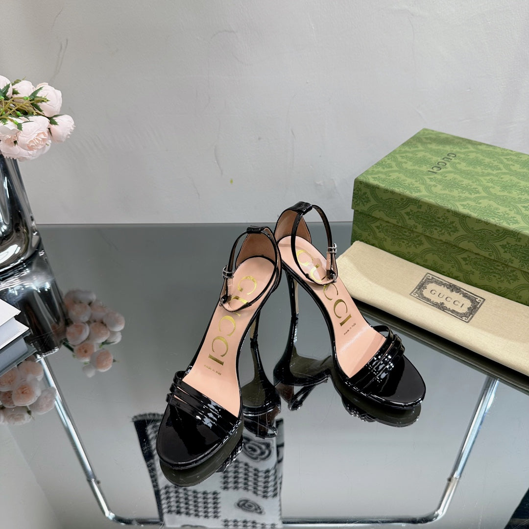 GG 105 HIGH HEEL SANDAL BLACK LAMBSKIN