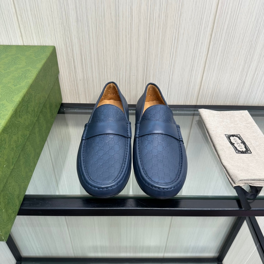 GG Men's Loafer Navy Blue Cowhide 165497