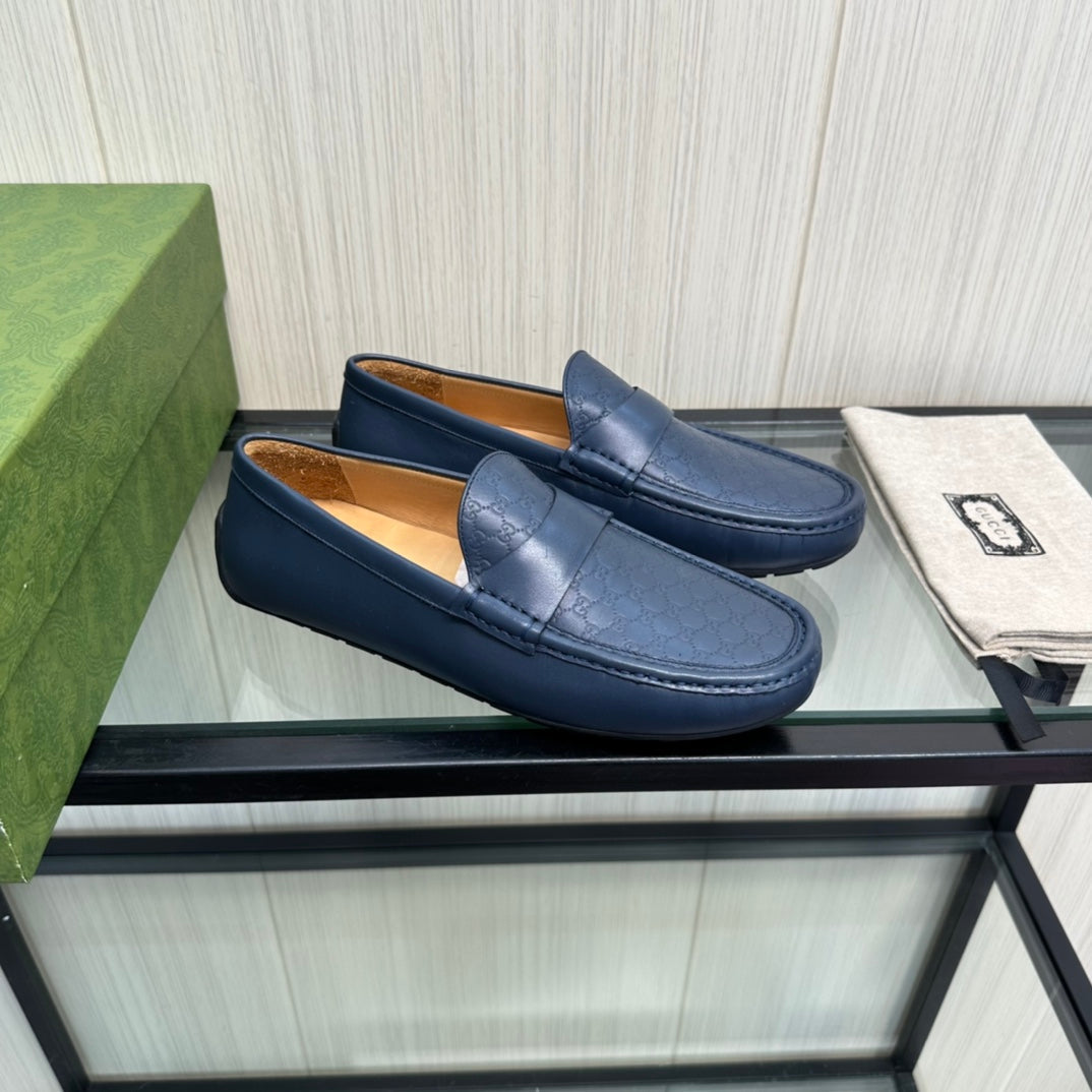 GG Men's Loafer Navy Blue Cowhide 165497