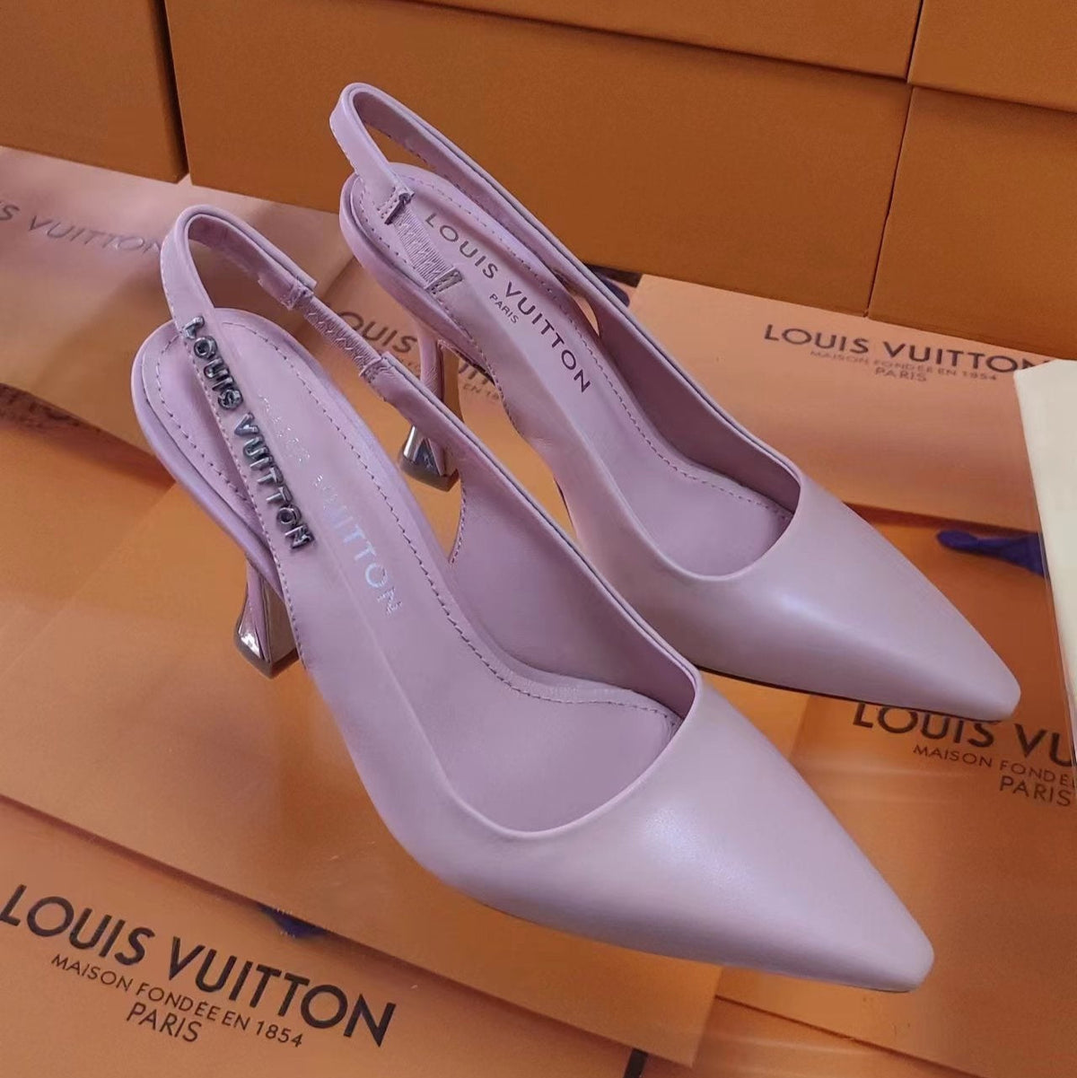 LV Spake Slingback 8.5CM Lilac Purple Calfskin 218277