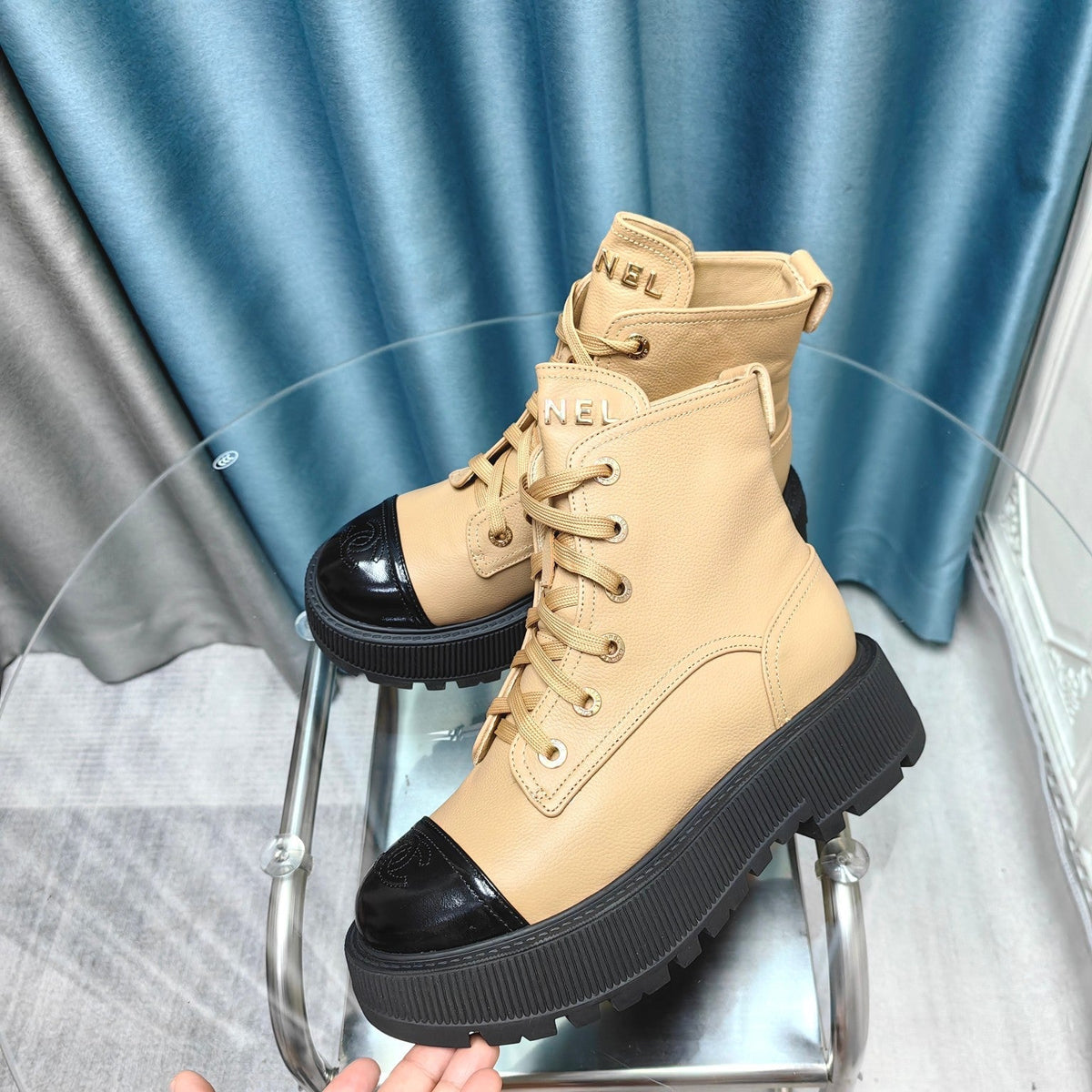 CC Ankle Boots Beige Lambskin