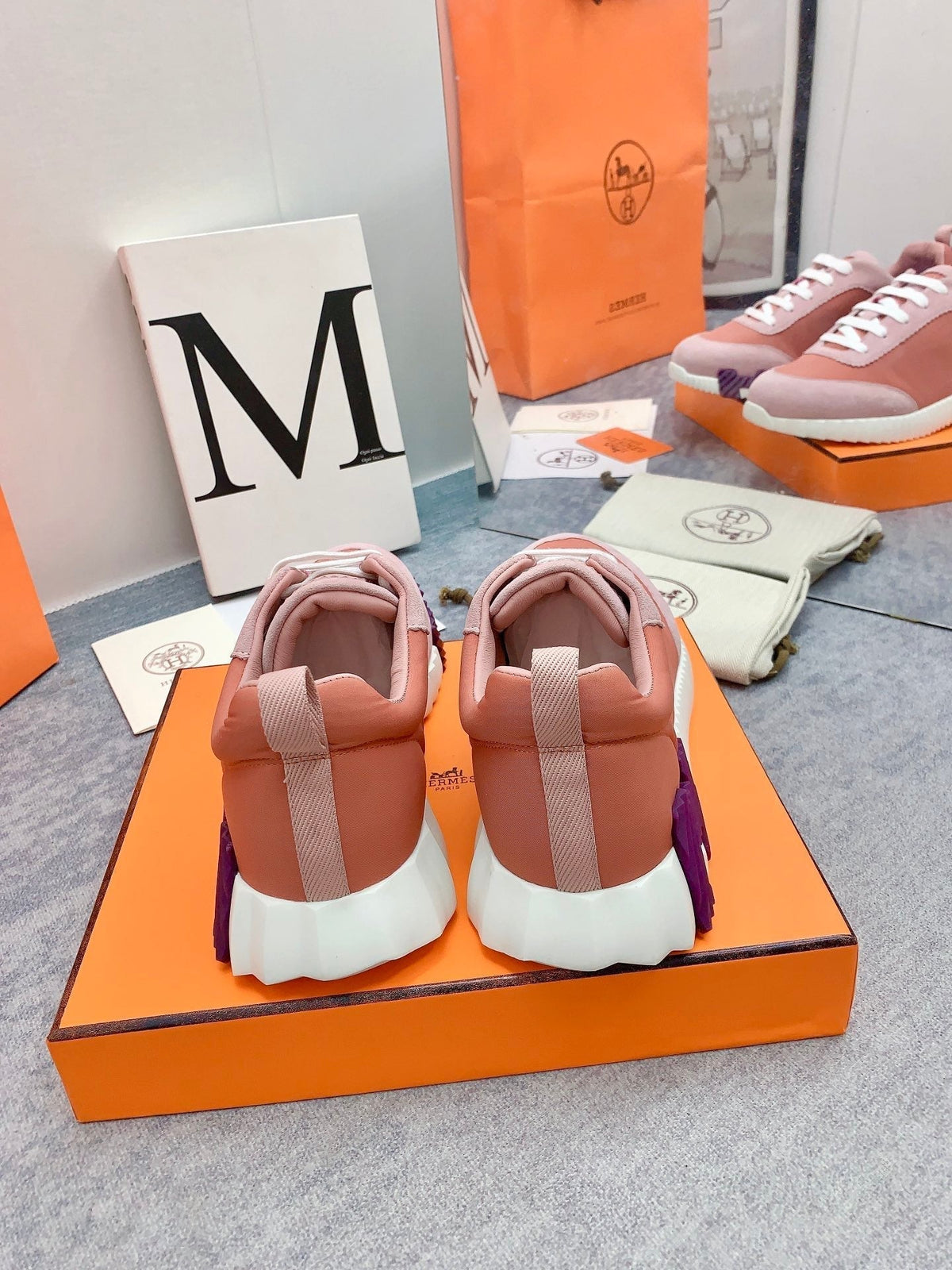 HM Bouncing Sneaker In Coral Pink Fabric 106441