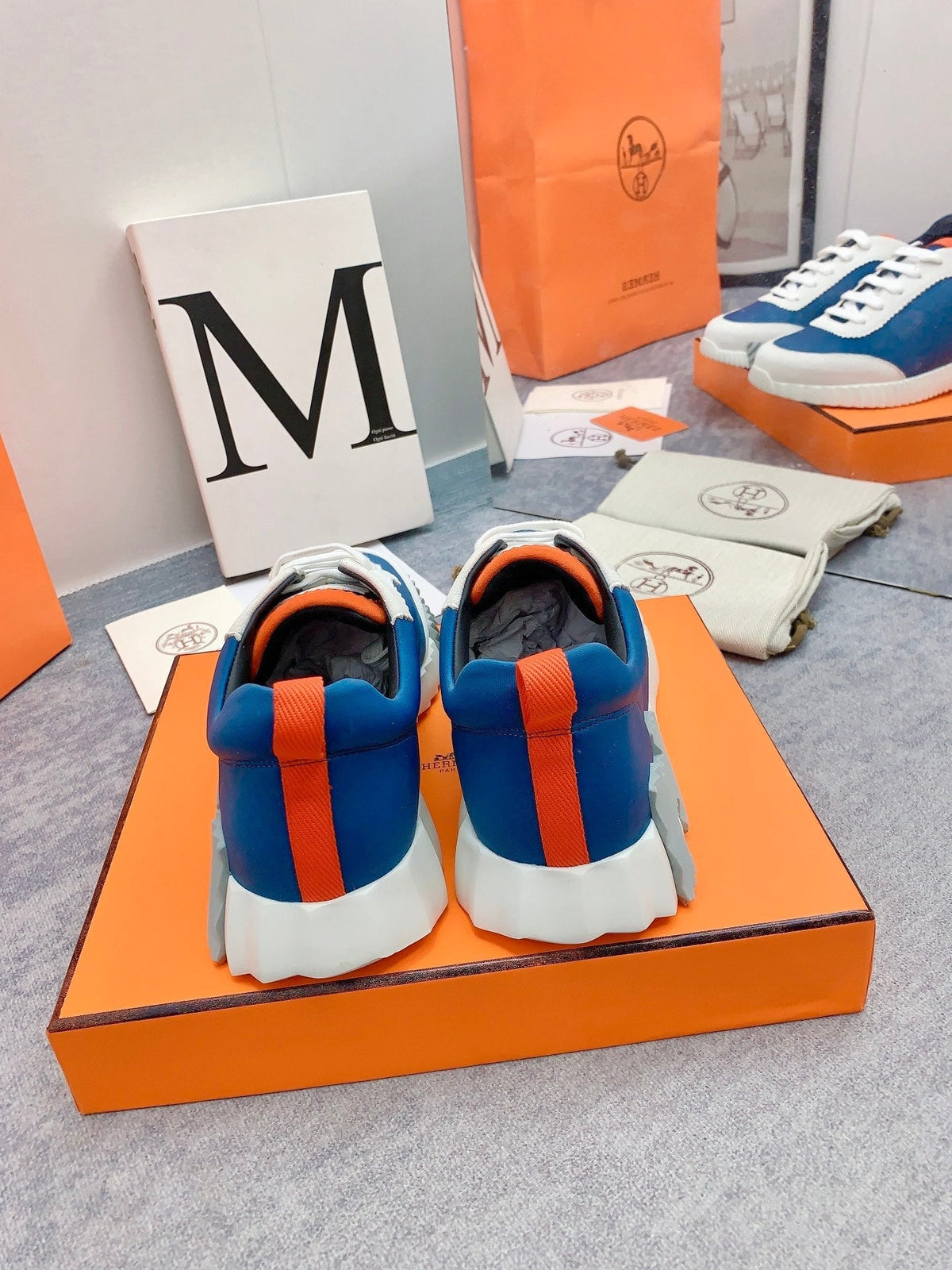 HM Bouncing Sneaker In Blue Silk Lambskin 106447