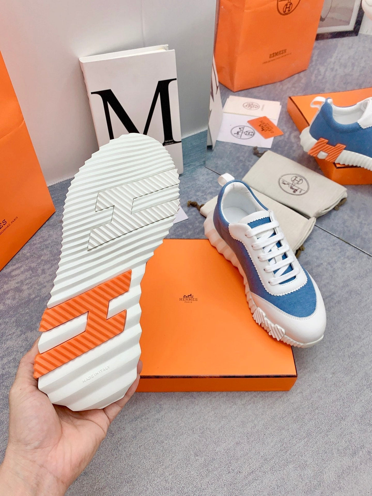 HM Bouncing Sneaker In Blue Denim Fabric  106453