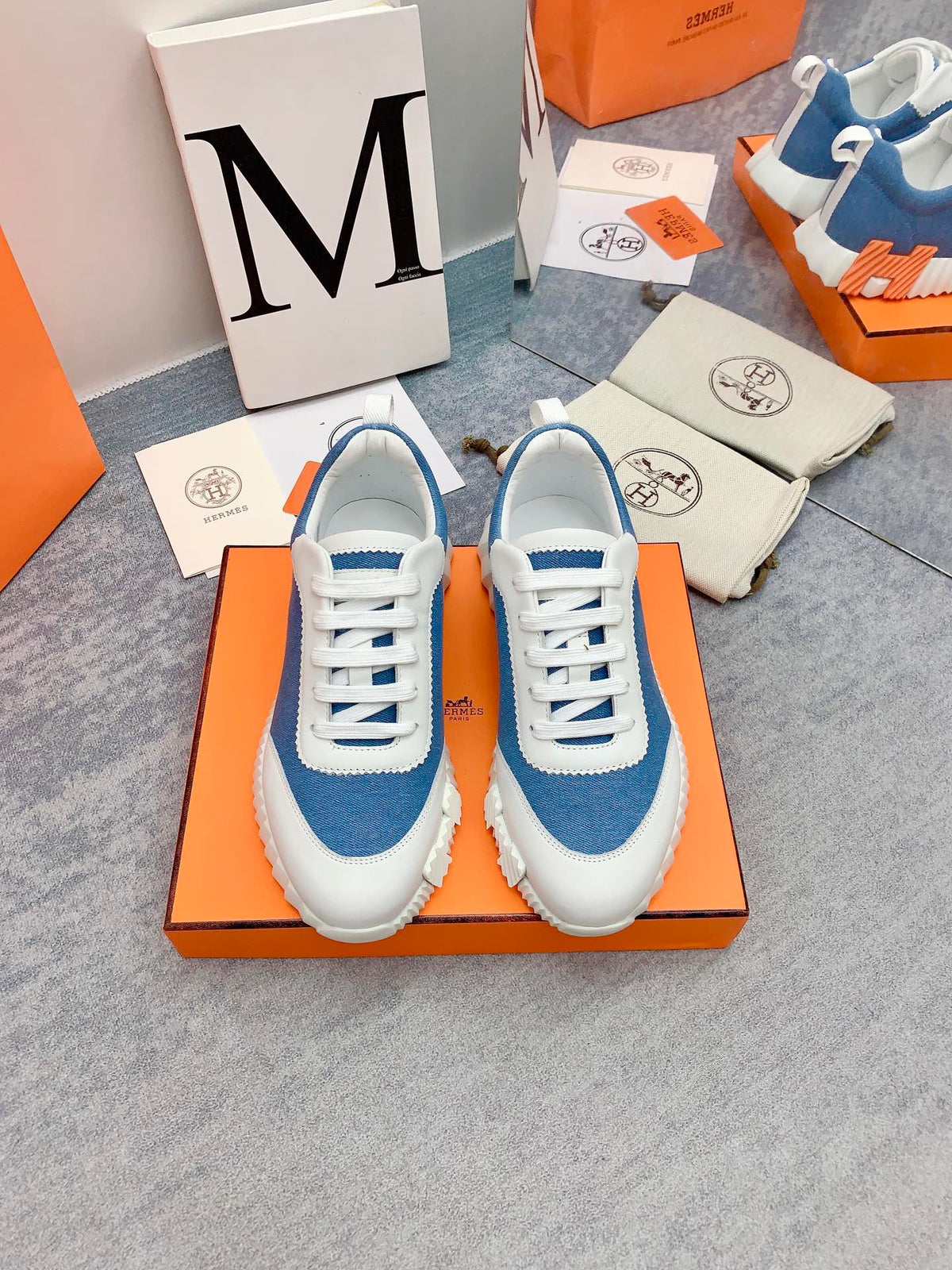 HM Bouncing Sneaker In Blue Denim Fabric  106453