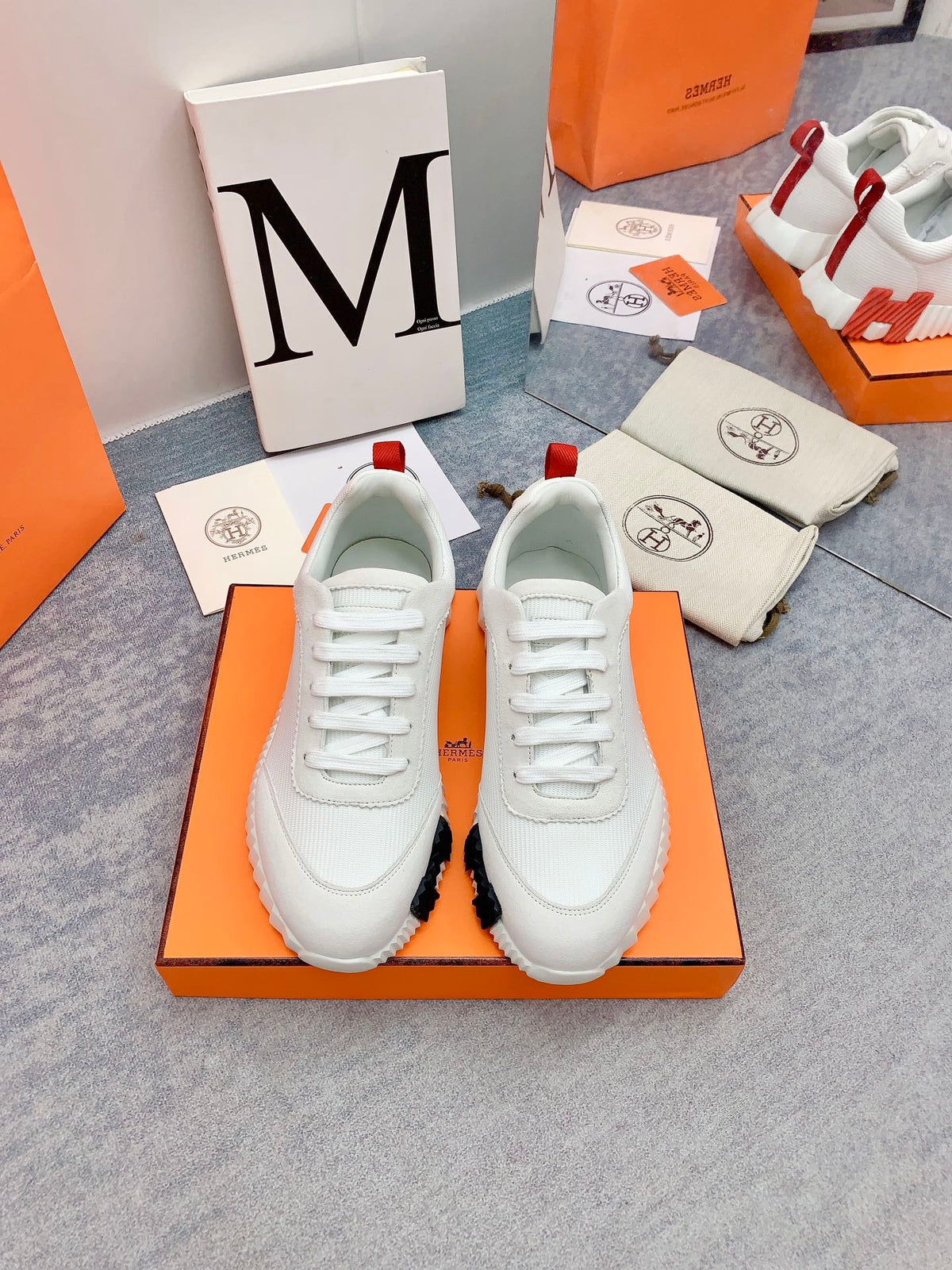 HM Bouncing Sneaker In White Mesh Fabric 106463