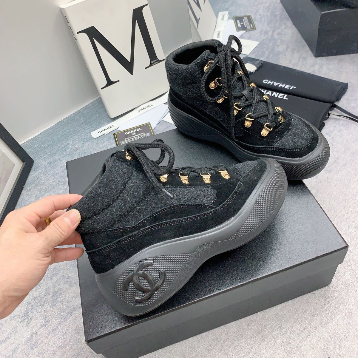 CC Sneaker Boots In Black Suede 148773