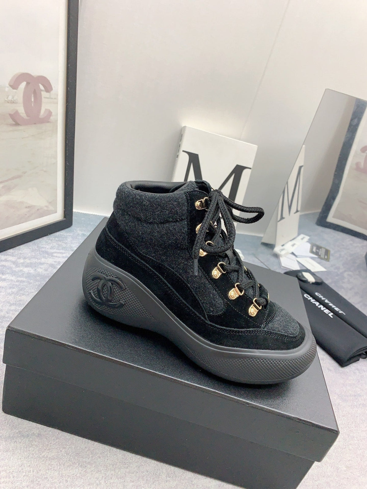 CC Sneaker Boots In Black Suede 148773