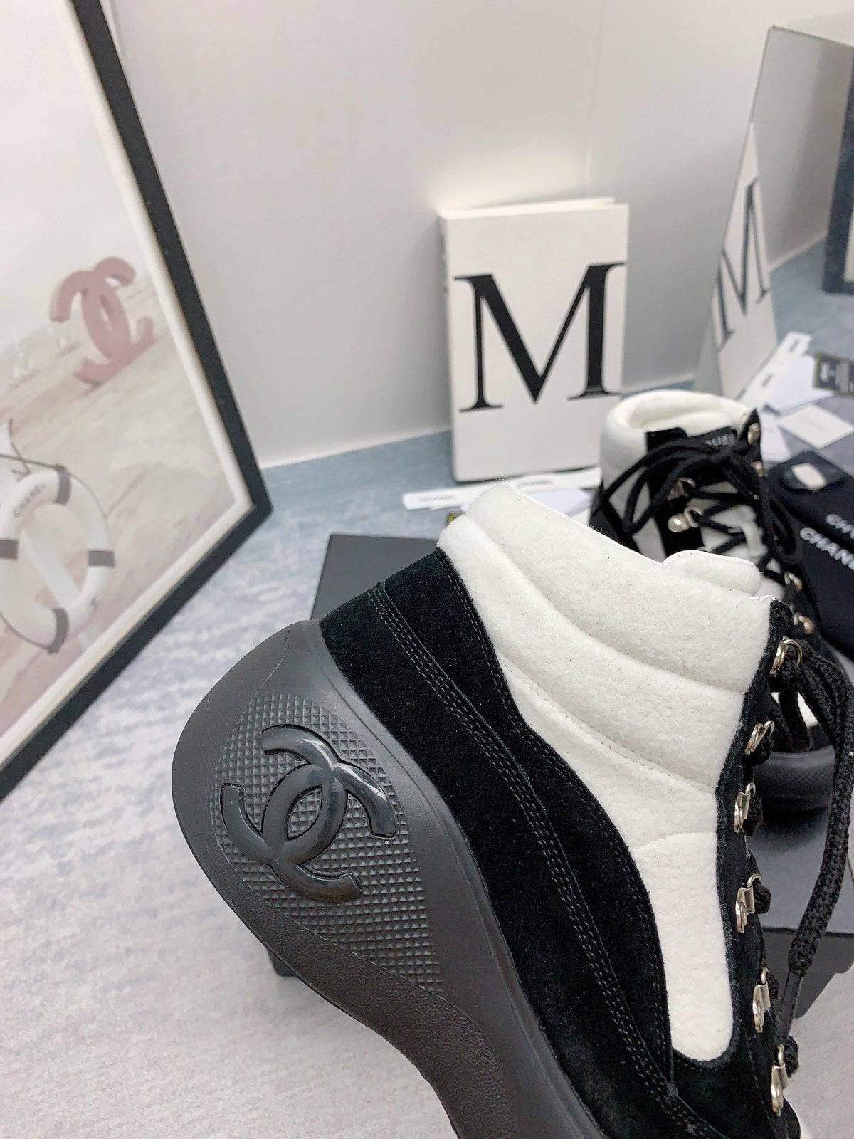 CC Sneaker Boots In White Mix Black Suede 148777