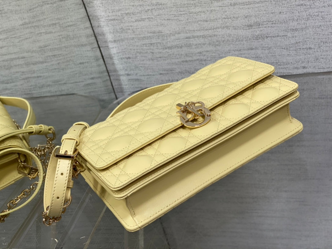 MY CD 24 TOP HANDLE BAG LIGHT YELLOW LAMBSKIN