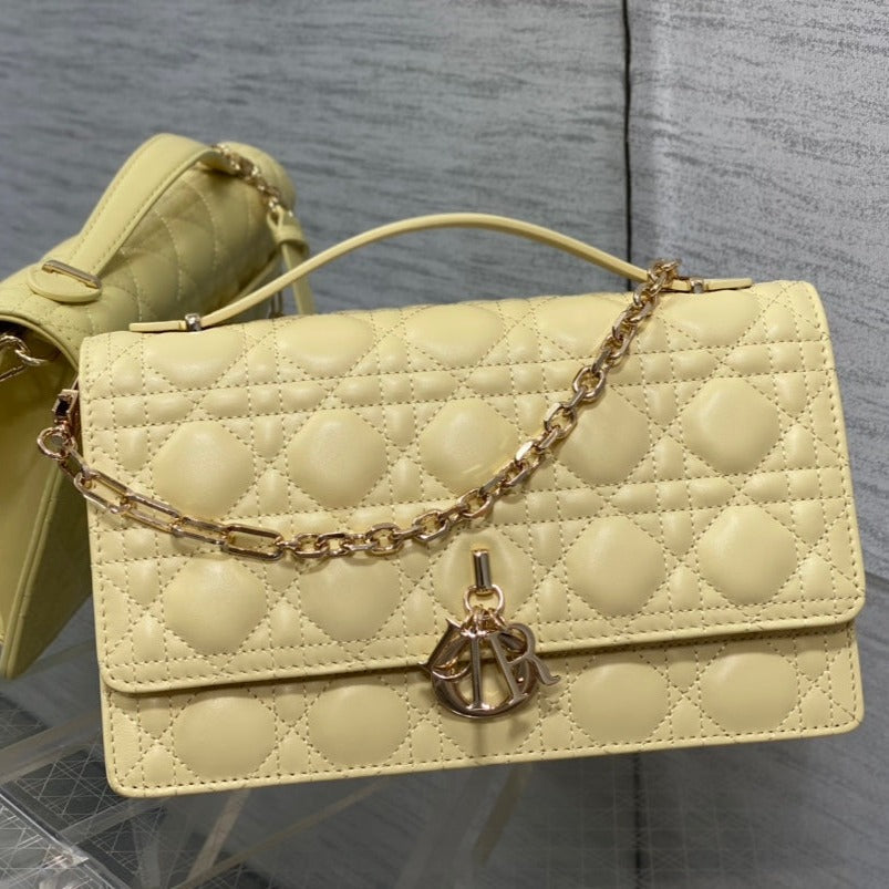 MY CD 24 TOP HANDLE BAG LIGHT YELLOW LAMBSKIN