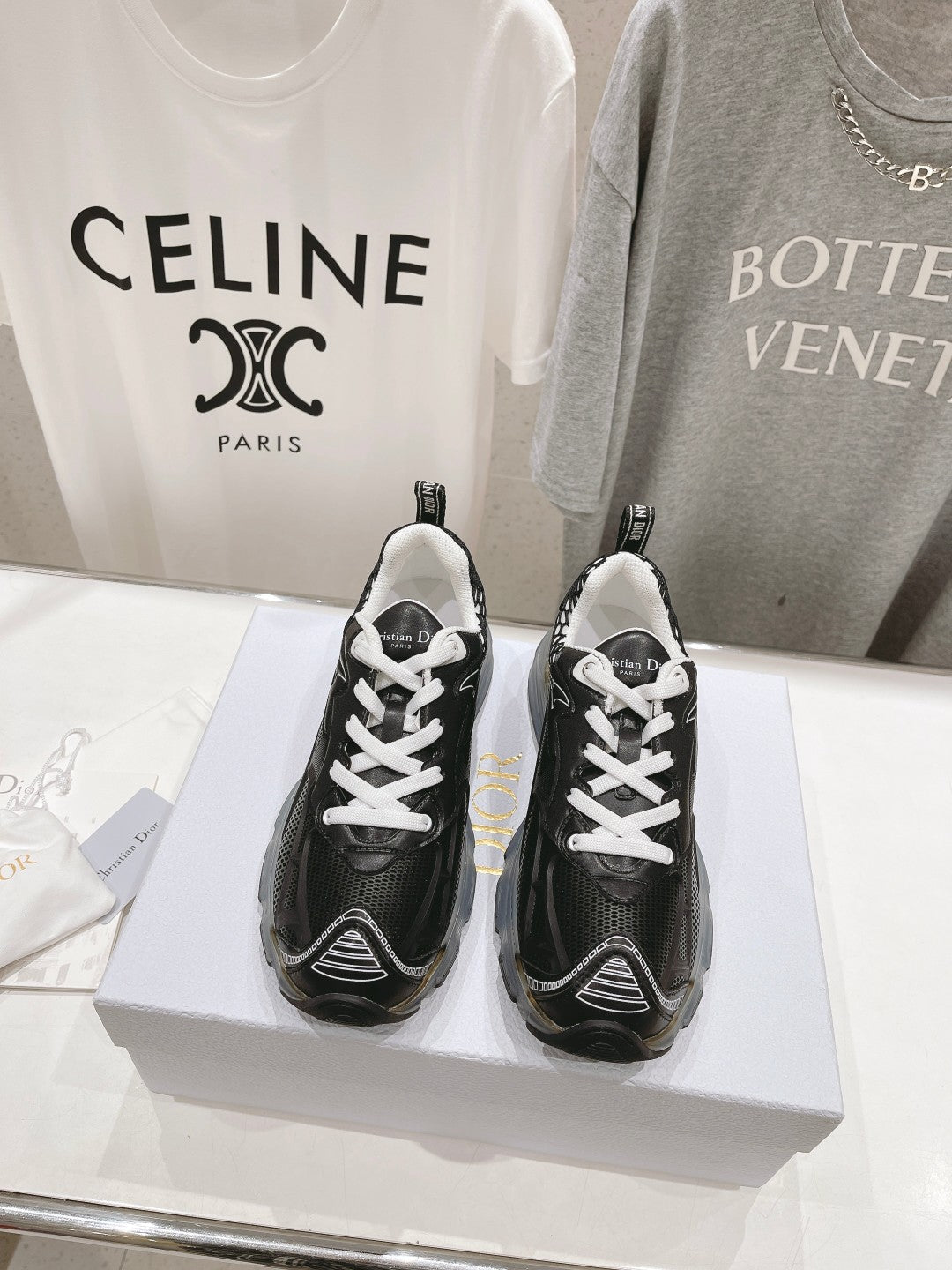 CD Vibe Sneaker Black Polyester Mesh Fabric And Lambskin