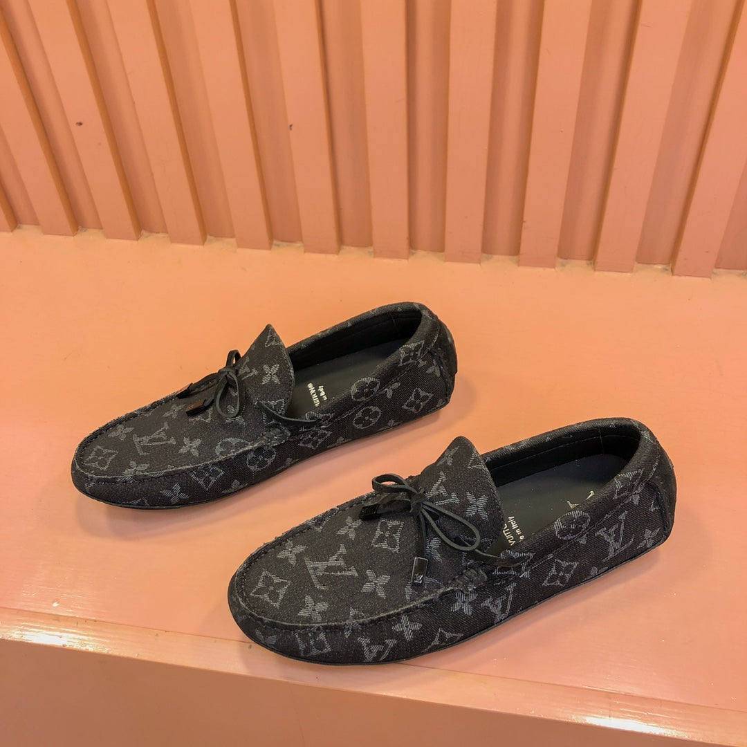 LV LOAFER IN BLACK MONOGRAM DENIM WITH BOW