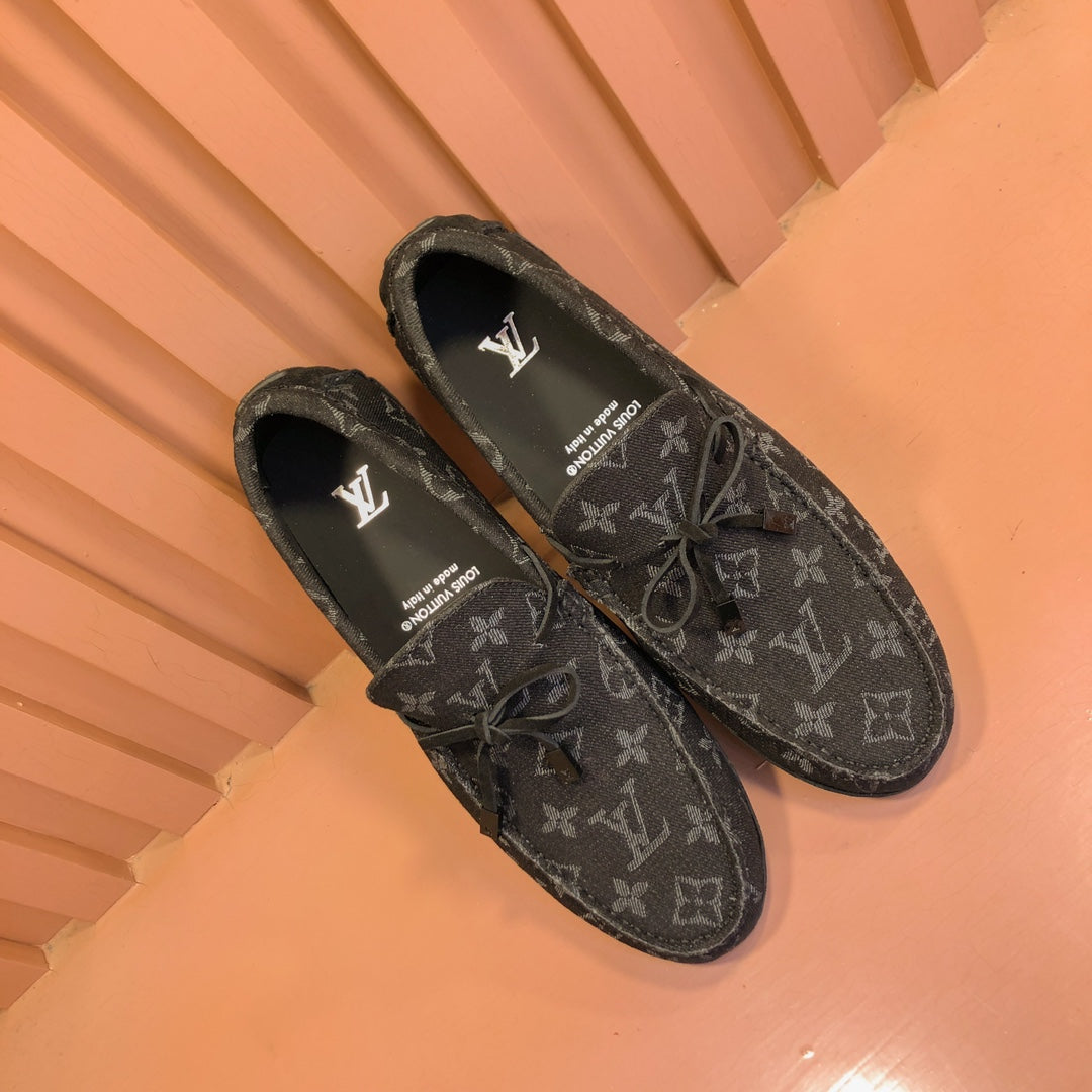 LV LOAFER IN BLACK MONOGRAM DENIM WITH BOW