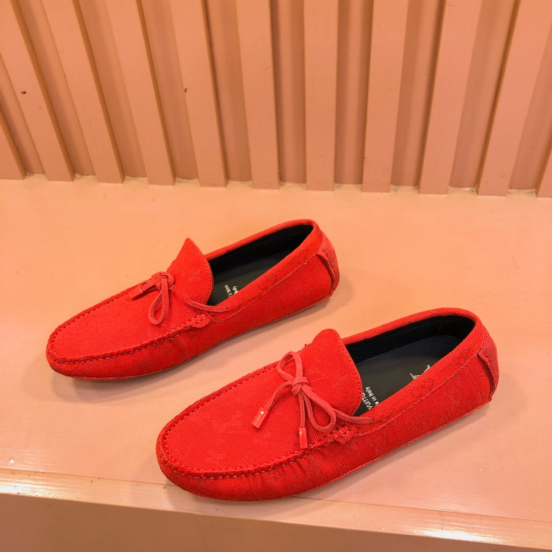 LV LOAFER IN CRIMSON RED MONOGRAM DENIM WITH BOW