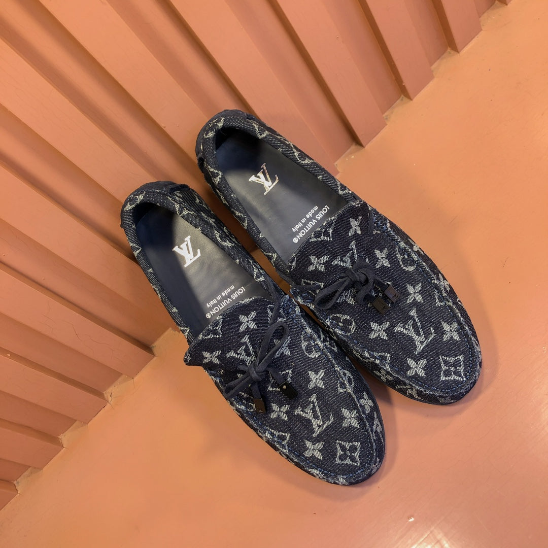LV LOAFER IN MIDNIGHT BLUE MONOGRAM DENIM WITH BOW