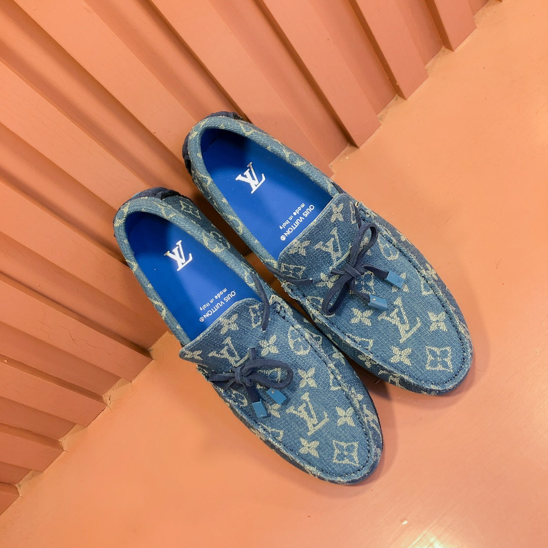 LV LOAFER IN BLUE MONOGRAM DENIM WITH BOW
