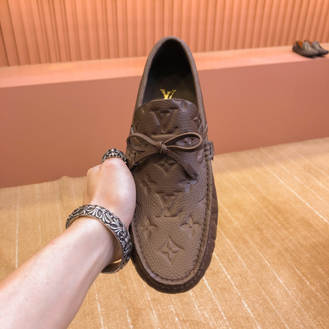 LV LOAFER IN CHOCOLATE BROWN EMBOSSED CALFSKIN