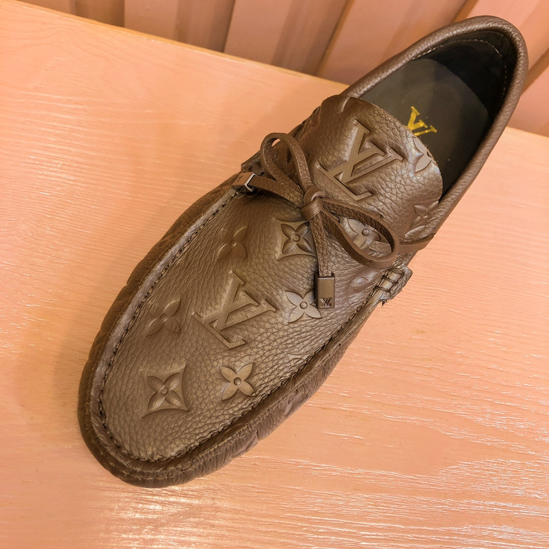 LV LOAFER IN CHOCOLATE BROWN EMBOSSED CALFSKIN