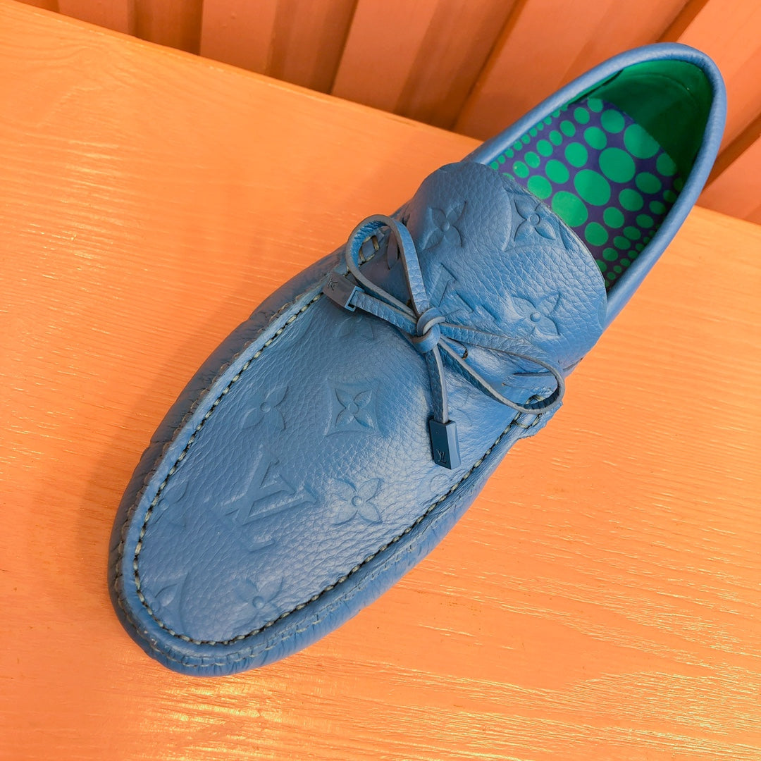 LV LOAFER IN COBALT BLUE EMBOSSED CALFSKIN