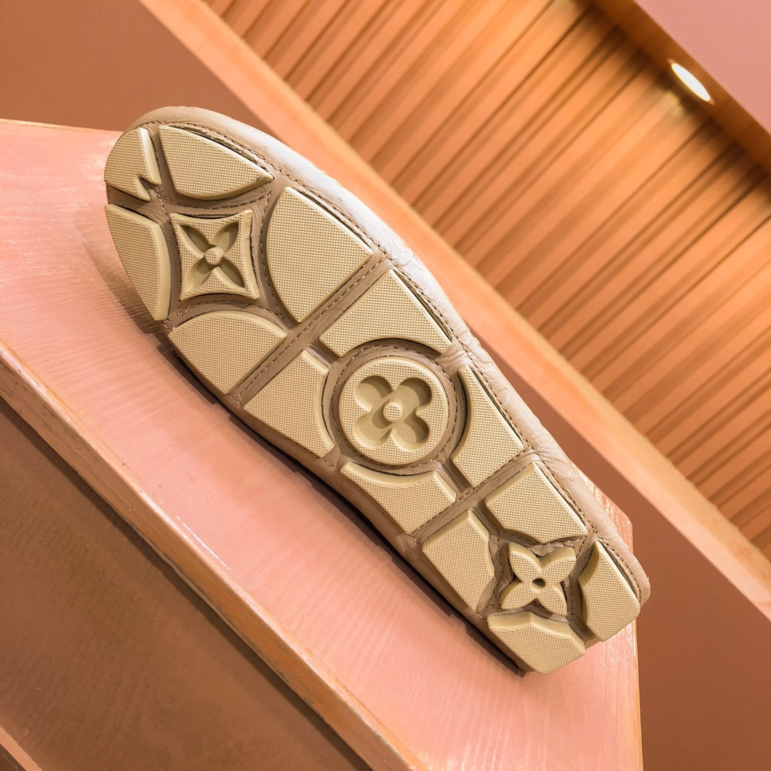 LV LOAFER IN CAMEL BROWN EMBOSSED CALFSKIN
