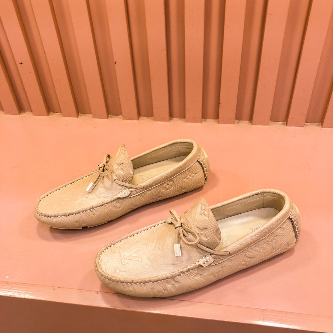 LV LOAFER IN CAMEL BROWN EMBOSSED CALFSKIN