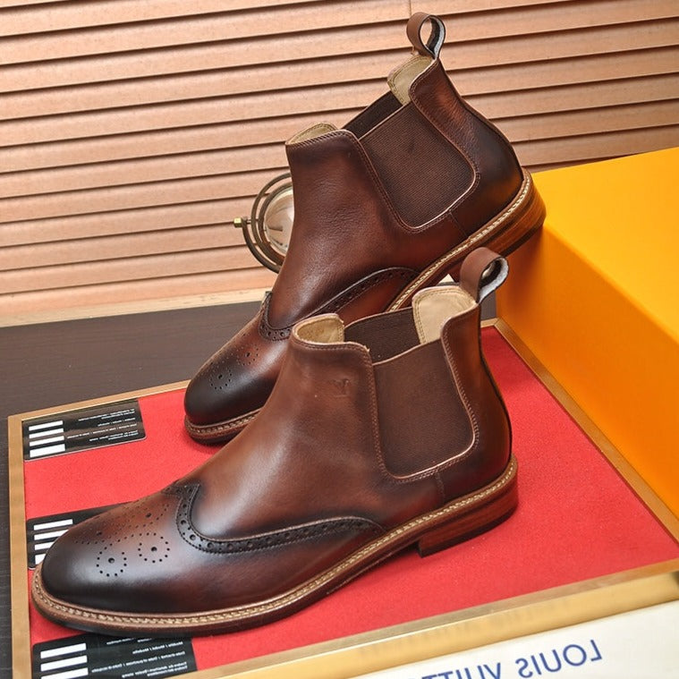 LV CHELSEA ANKLE BOOT IN CHOCOLATE BROWN CALFSKIN