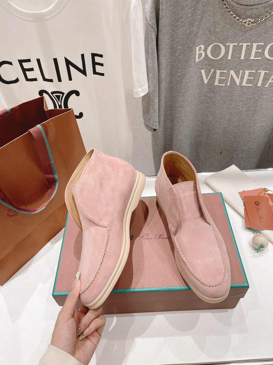 LP HIGH TOP OPEN WALK LOAFERS PASTEL PINK SUEDE
