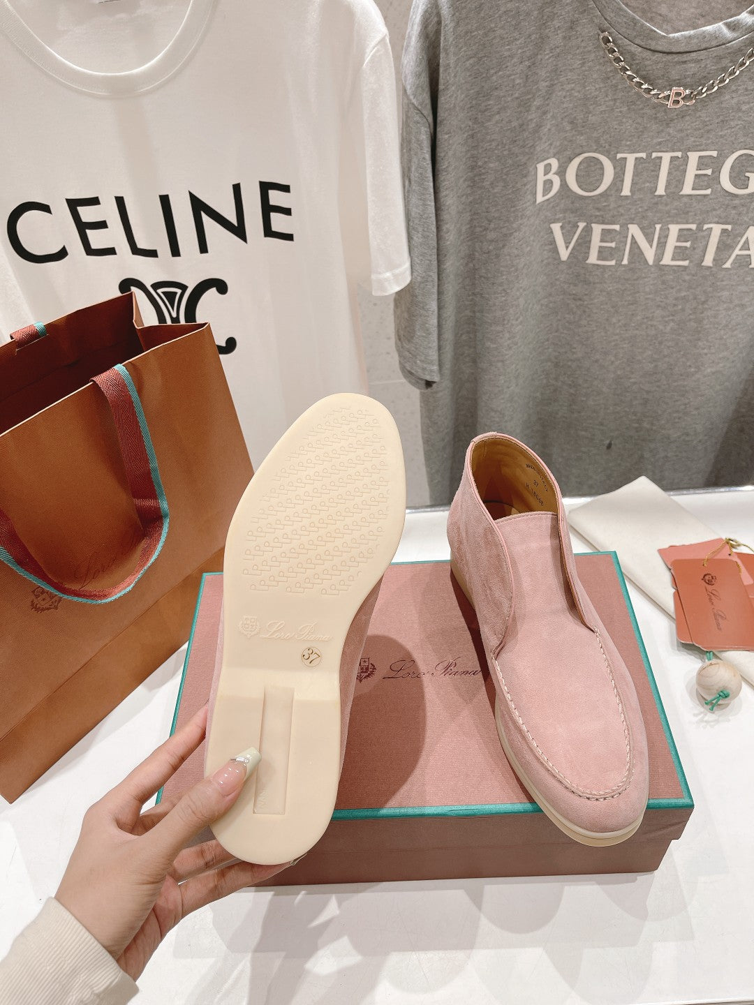 LP HIGH TOP OPEN WALK LOAFERS PASTEL PINK SUEDE