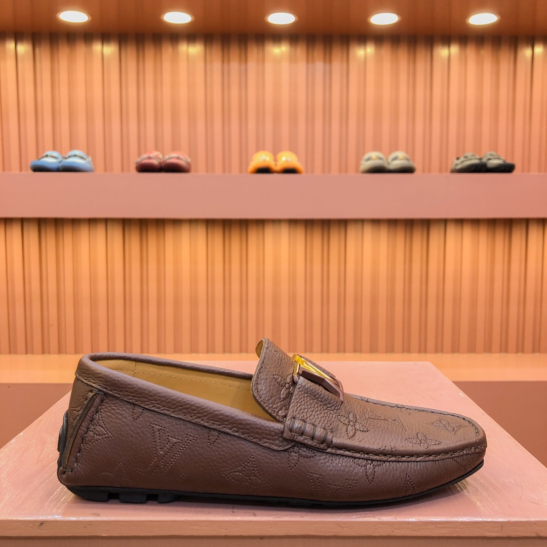 LV LOAFER IN CHOCOLATE BROWN MONOGRAM CALFSKIN