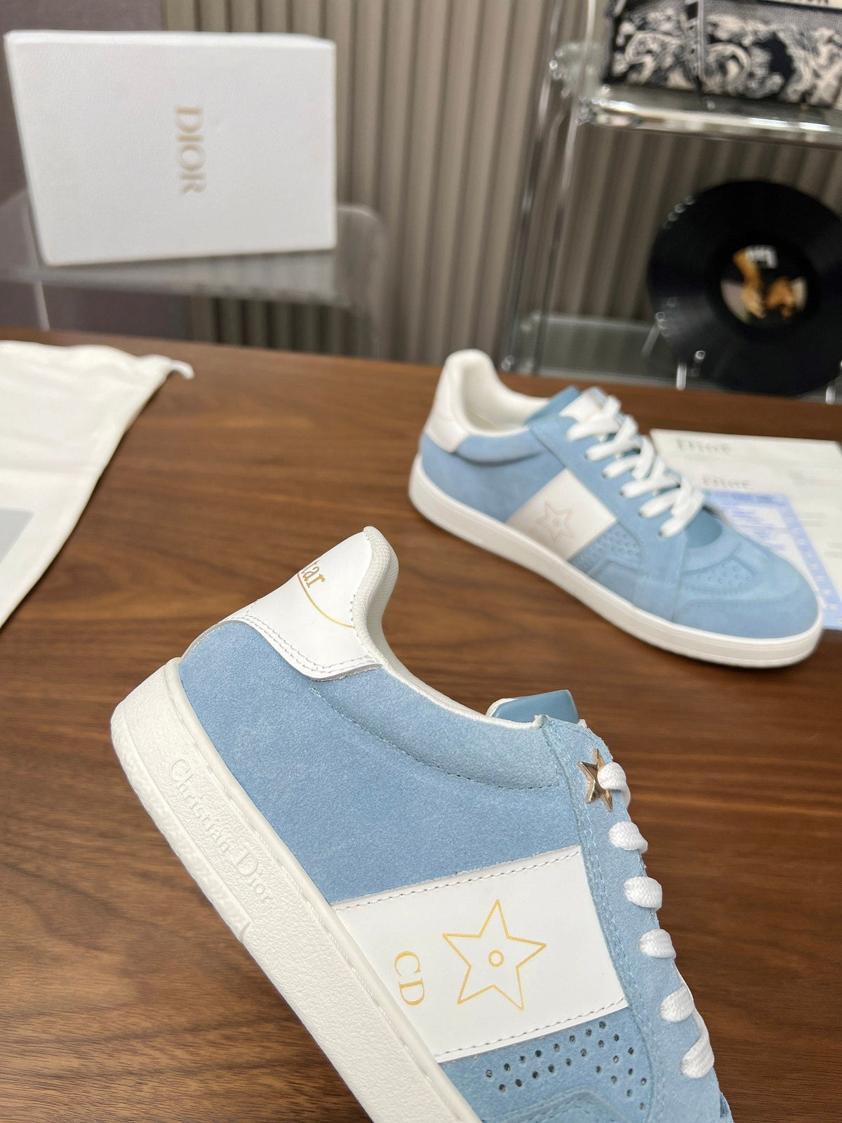 CD Star Sneaker Light Blue Suede And Calfskin