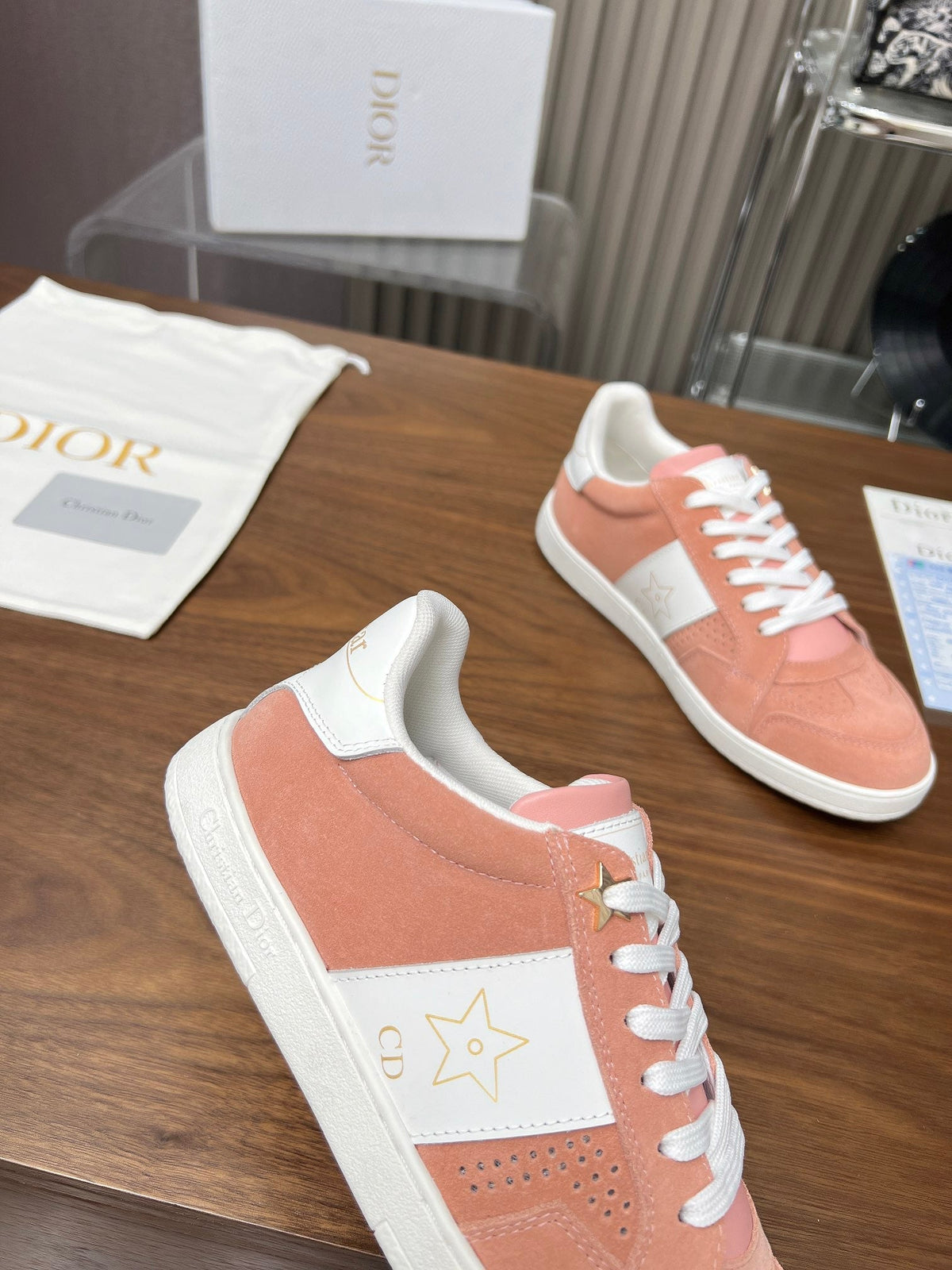 CD Star Sneaker Pink Orange Suede And Calfskin