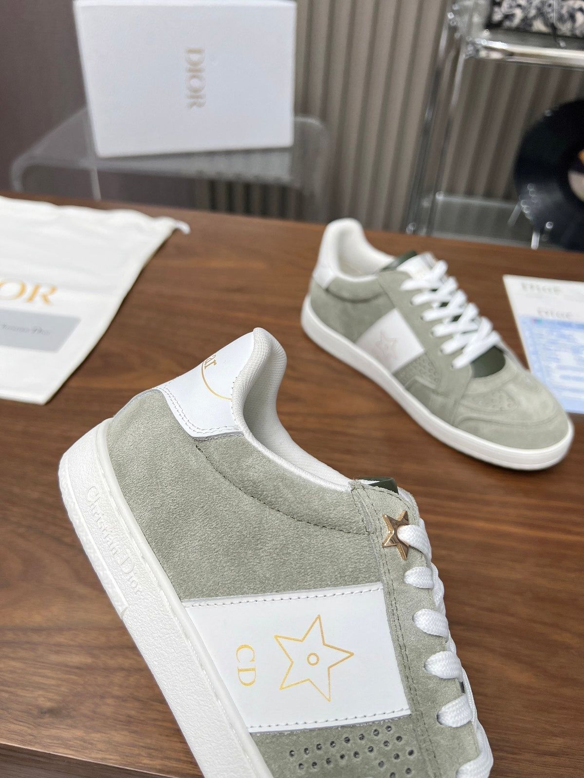 CD Star Sneaker Grey Green Suede And Calfskin