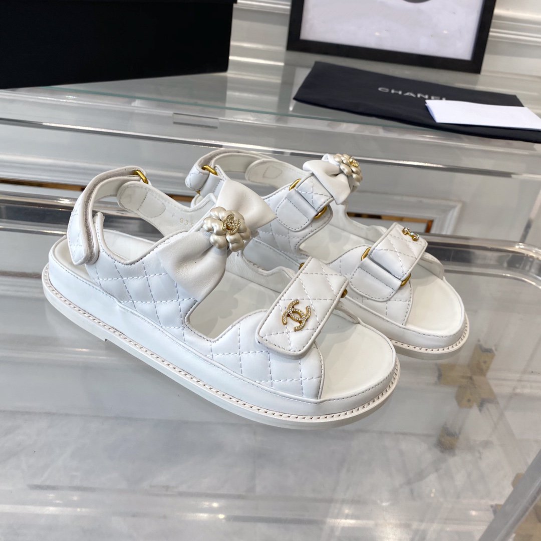 cc dad sandals white lambskin
