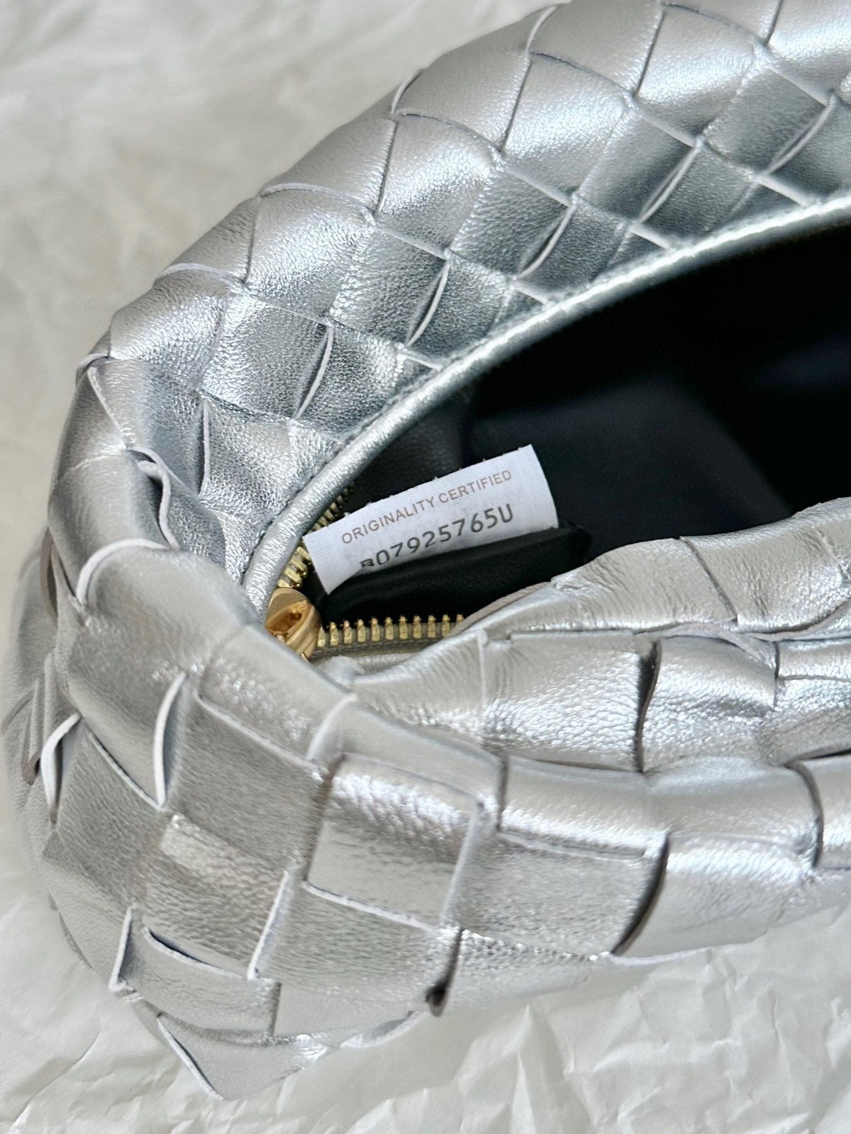 mini jodie 28 silver metalic lambskin