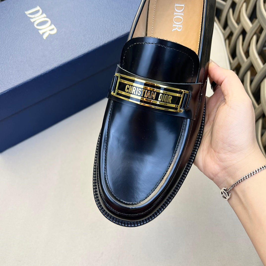 CD CODE LOAFER BLACK CALFSKIN WITH GOLD LOGO