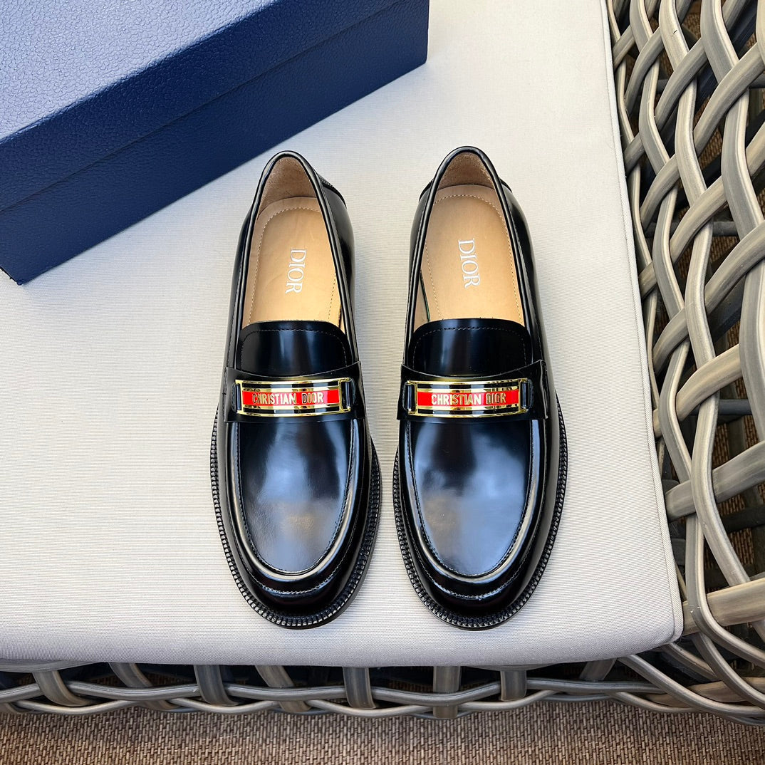 CD CODE LOAFER BLACK CALFSKIN WITH RED LOGO