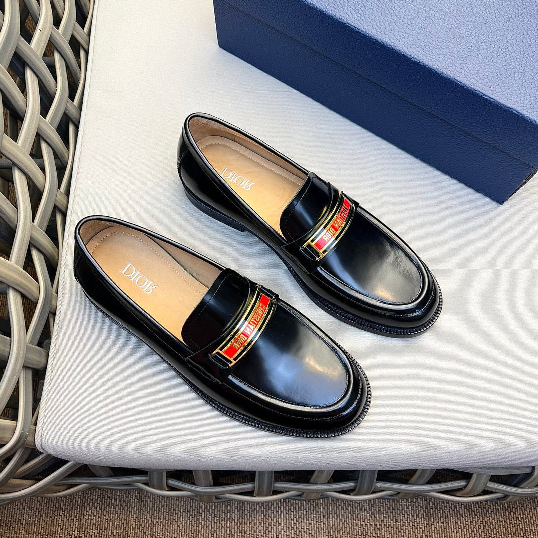 CD CODE LOAFER BLACK CALFSKIN WITH RED LOGO