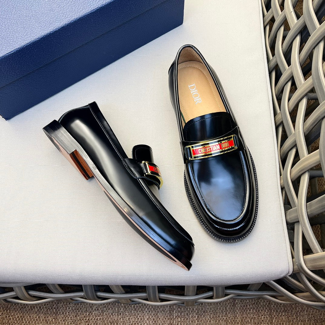 CD CODE LOAFER BLACK CALFSKIN WITH RED LOGO