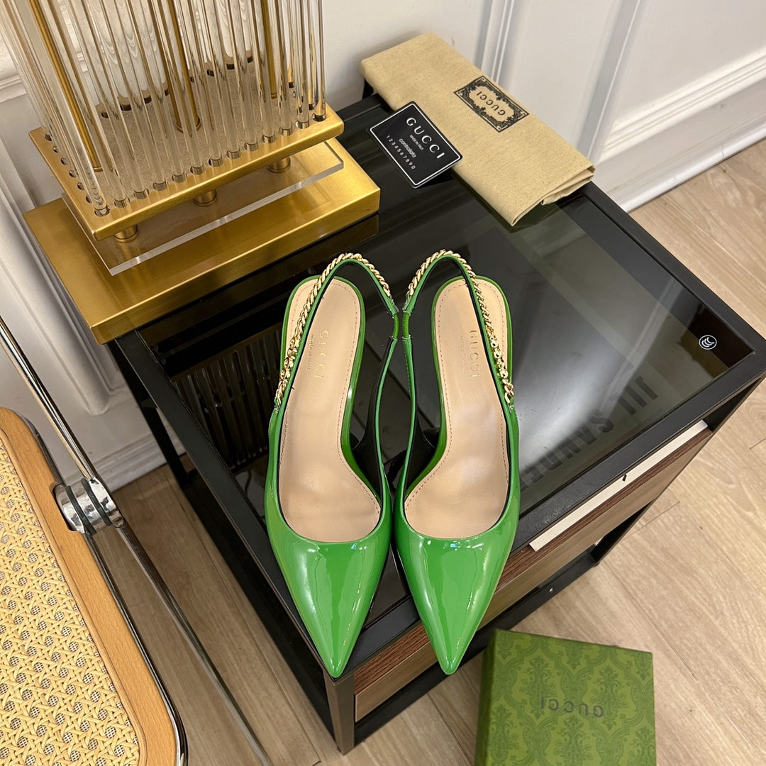 GG SIGNORIA SLINGBACK PUMP EMERALD LAMBSKIN