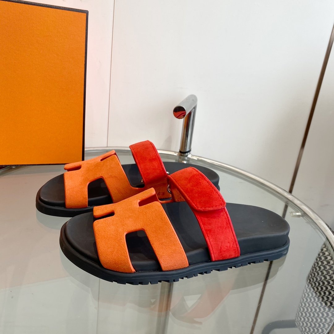 Chypre Sandal Orange Chapas / Red Suede