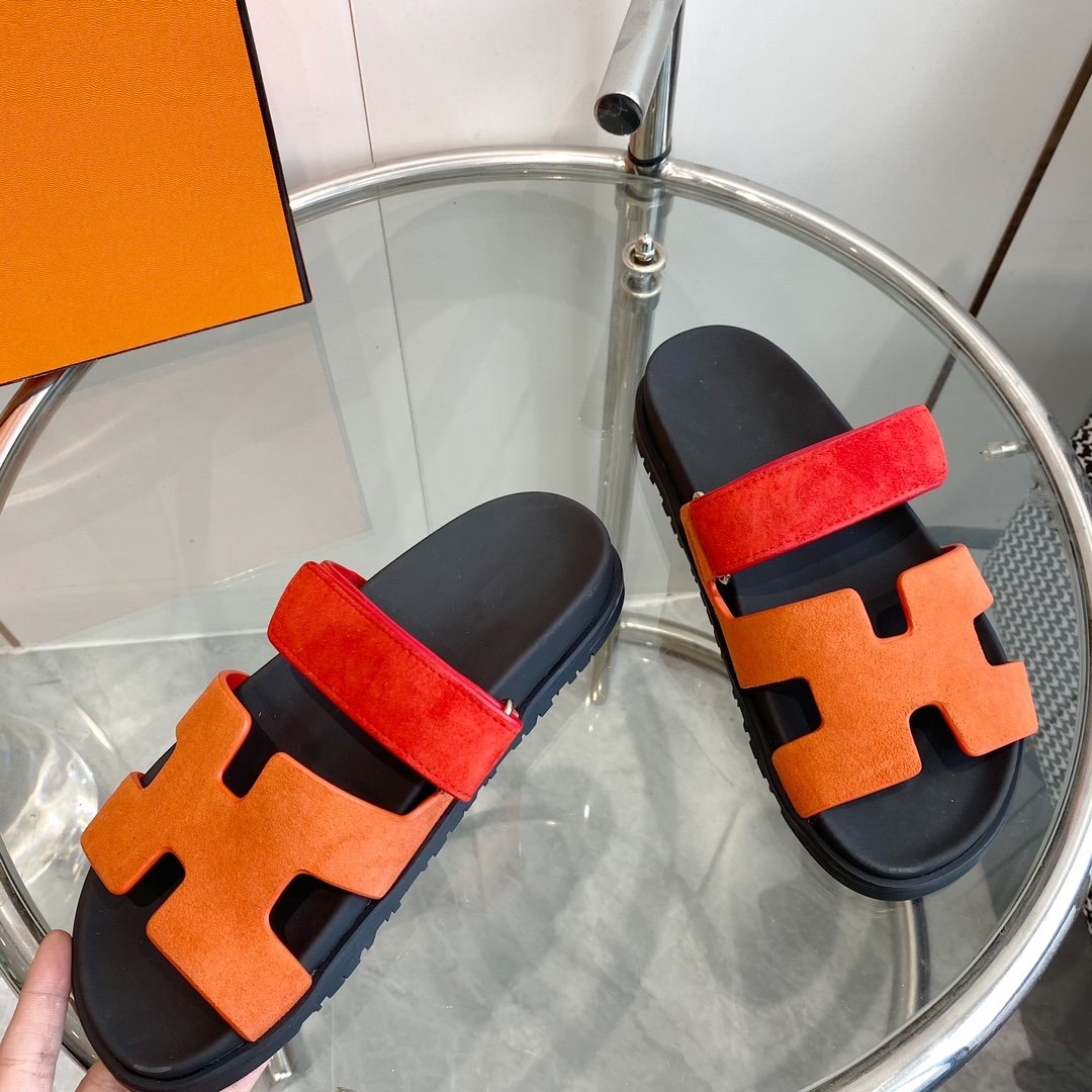 Chypre Sandal Orange Chapas / Red Suede